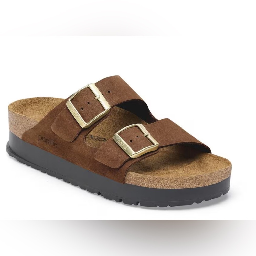 Women’s Birkenstock Arizona Flex Platform Sandals Nubuck Leather - 38 Med/Narrow